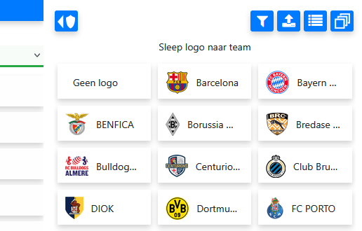 Logo’s vanuit de actieve selectie naar teams slepen
